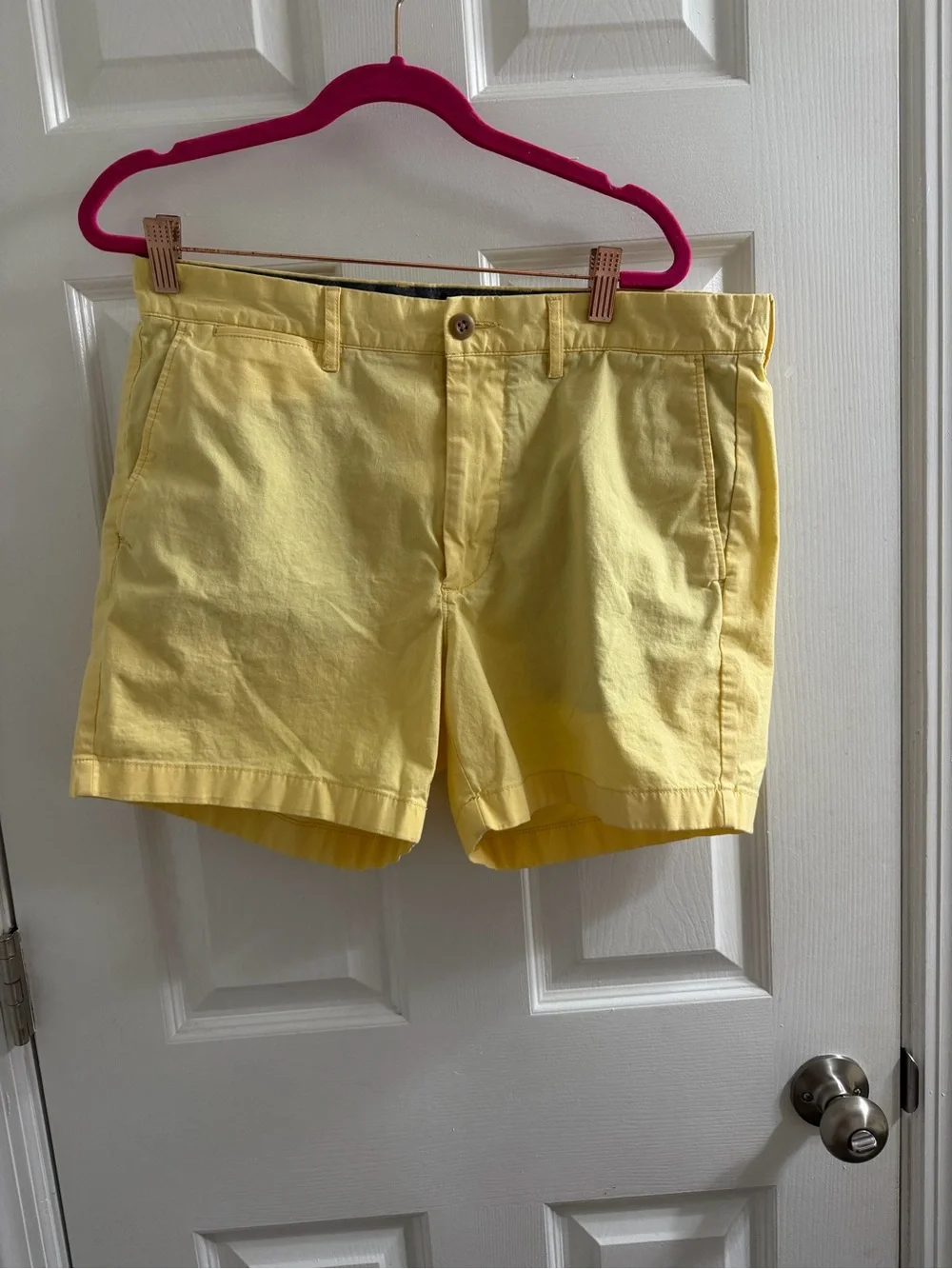 J. Crew Yellow-Lined Chambray Shorts Waistband 33